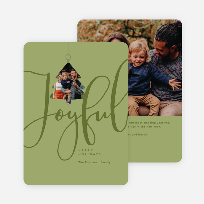 Joyful Ornament Holiday Cards and Invitations - Green