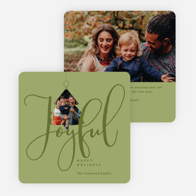 Joyful Ornament Holiday Cards and Invitations - Green