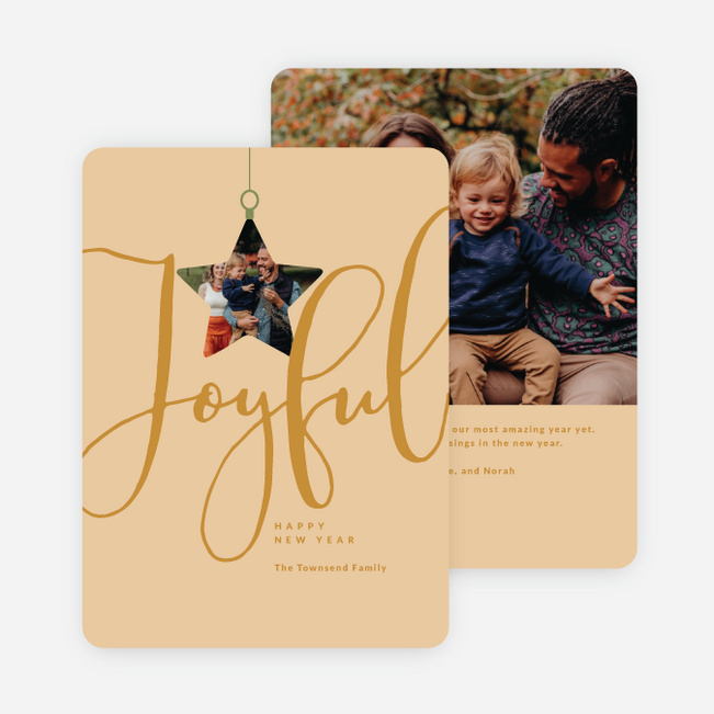 Joyful Ornament New Year Cards and Invitations - Yellow