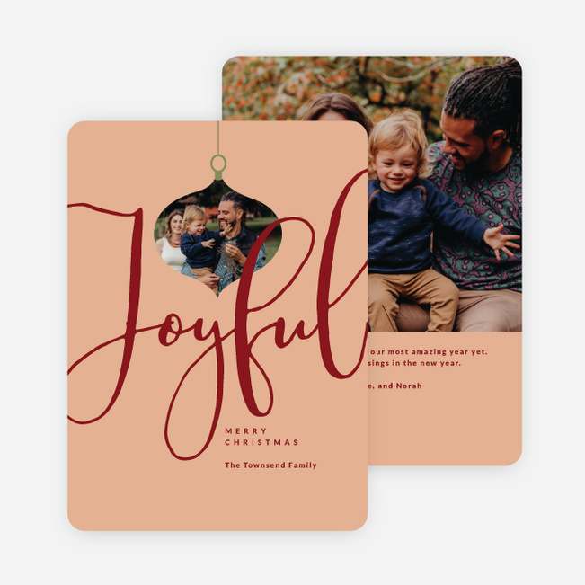Joyful Ornament Personalized Christmas Cards - Red
