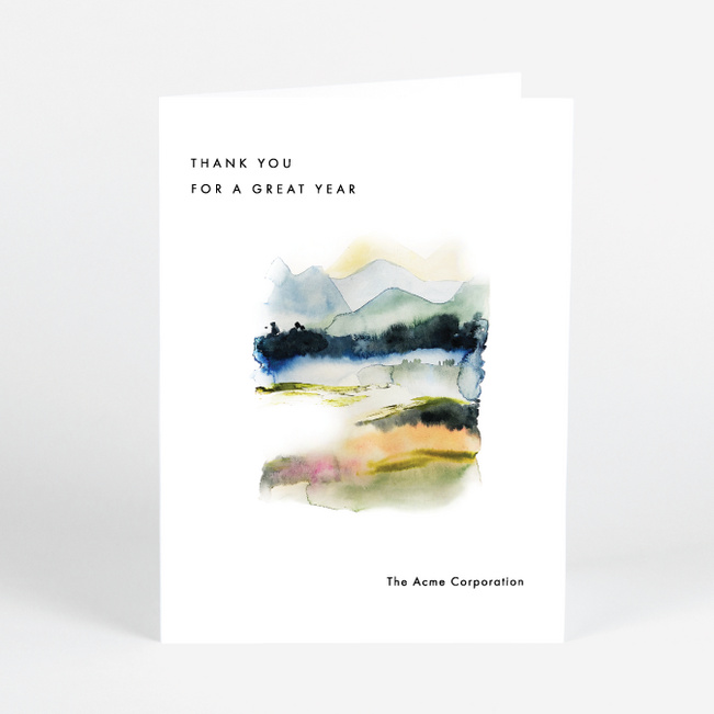 Watercolor Whispers Business Holiday Cards & Business Christmas Cards - White