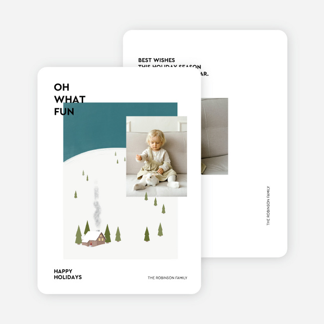 Winter Cabin Fun Holiday Cards and Invitations - White