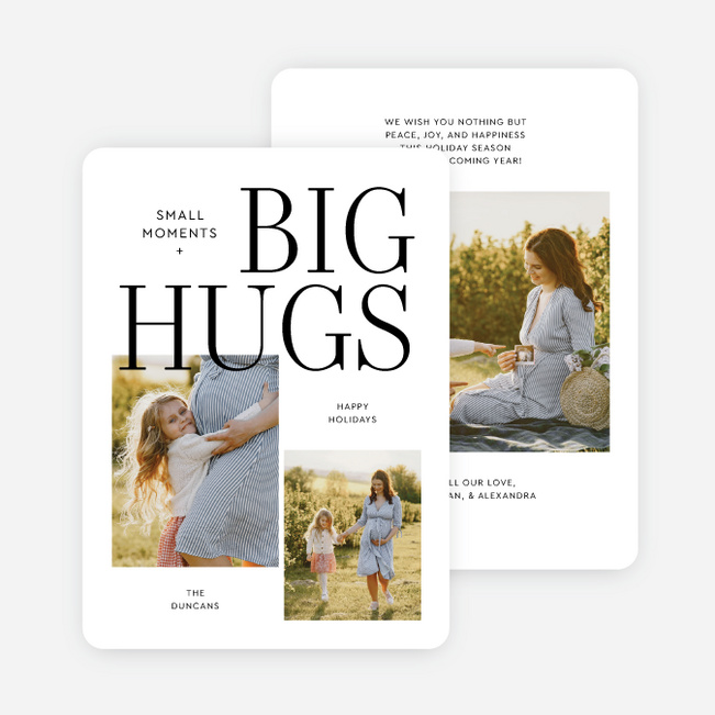 Biggest Hugs Holiday Cards and Invitations - Black