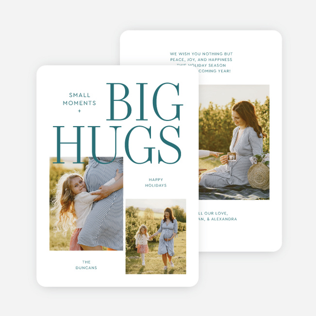 Biggest Hugs Holiday Cards and Invitations - Blue