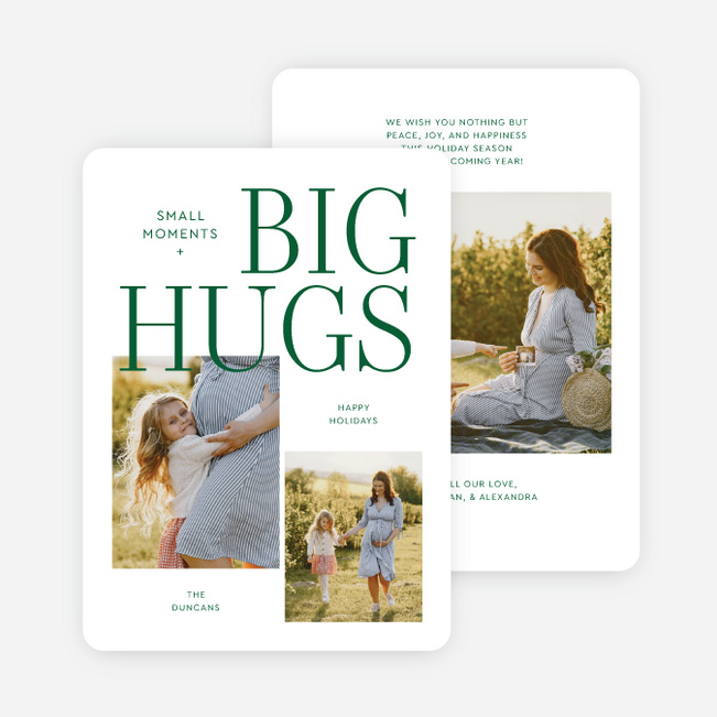 Biggest Hugs Holiday Cards and Invitations - Green