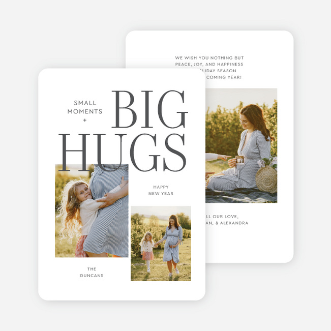 Biggest Hugs New Year Cards and Invitations - Gray