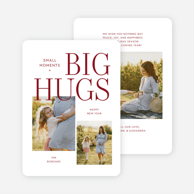 Biggest Hugs New Year Cards and Invitations - Red