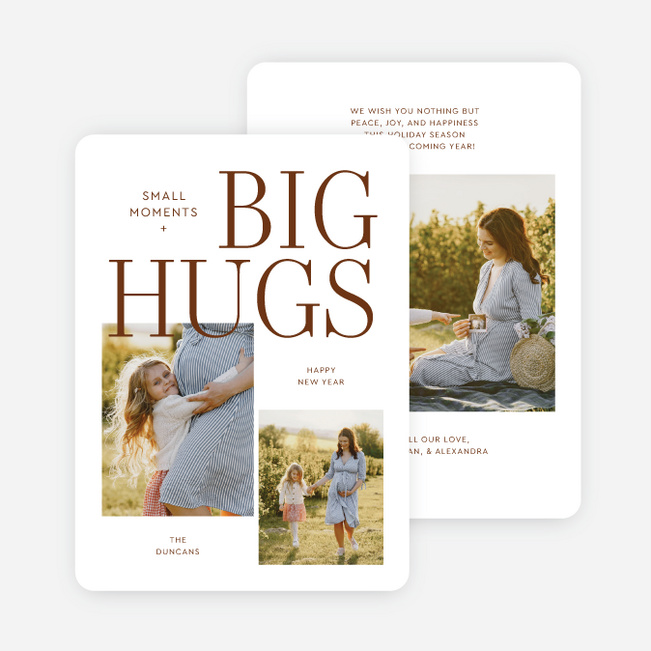 Biggest Hugs New Year Cards and Invitations - Brown
