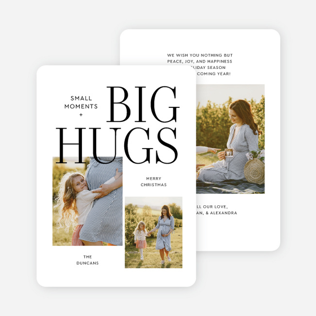Biggest Hugs Personalized Christmas Cards - Black