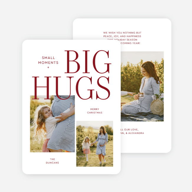 Biggest Hugs Personalized Christmas Cards - Red