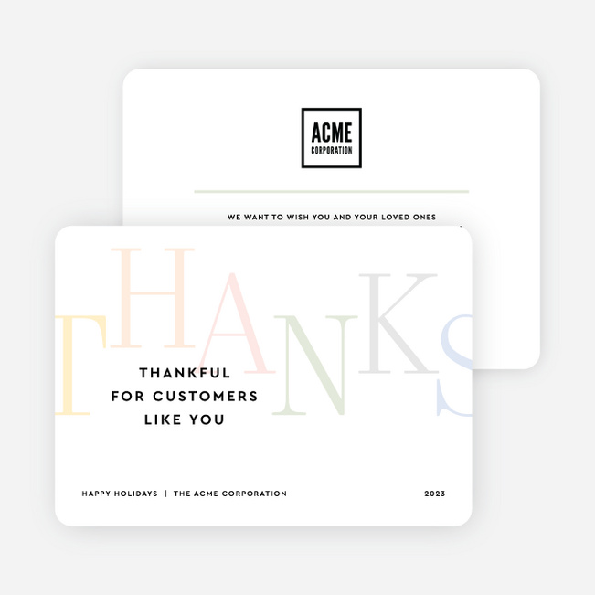 Colorful Gratitude Business Holiday Cards & Business Christmas Cards - Multi