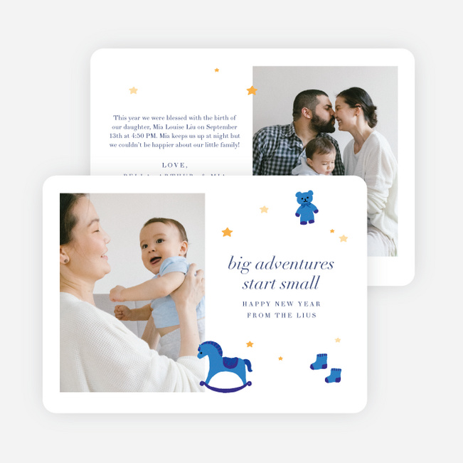 Starry Nursery Vibes New Year Cards and Invitations - Blue
