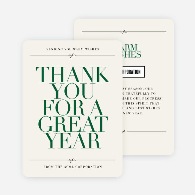 Minimally Bold And Tied Business Holiday Cards & Business Christmas Cards - Green