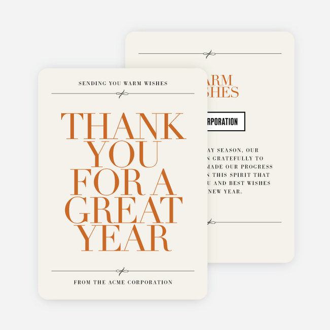 Minimally Bold And Tied Business Holiday Cards & Business Christmas Cards - Orange