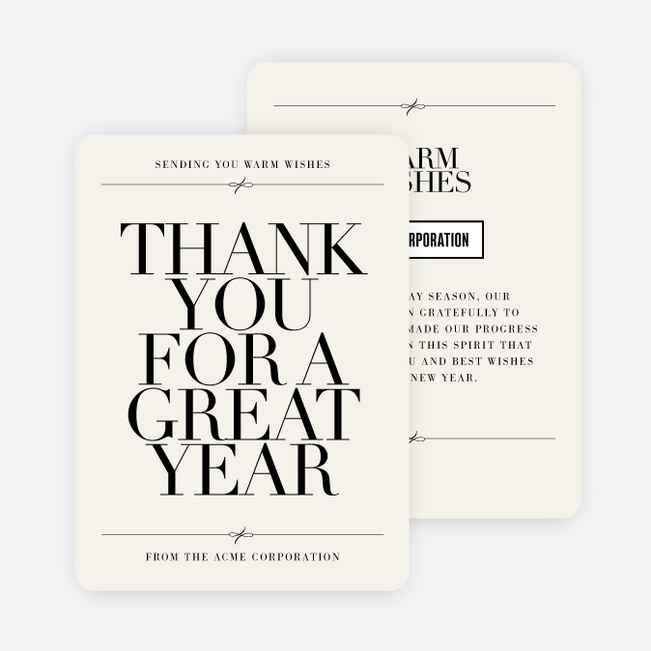 Minimally Bold And Tied Business Holiday Cards & Business Christmas Cards - Black