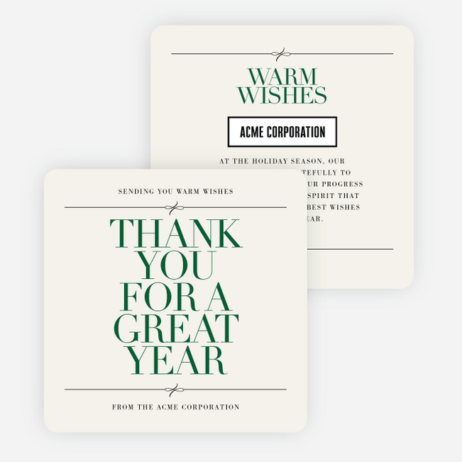 Minimally Bold And Tied Business Holiday Cards & Business Christmas Cards - Green