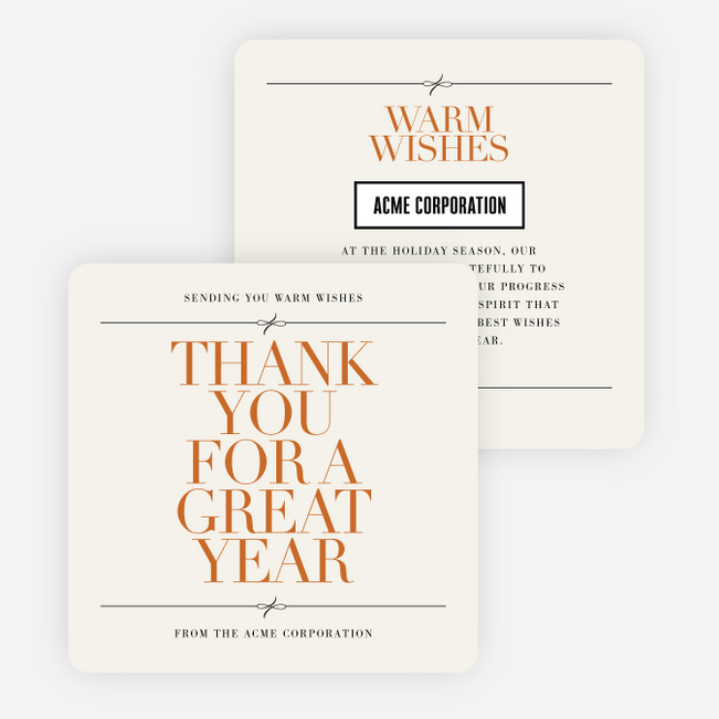 Minimally Bold And Tied Business Holiday Cards & Business Christmas Cards - Orange