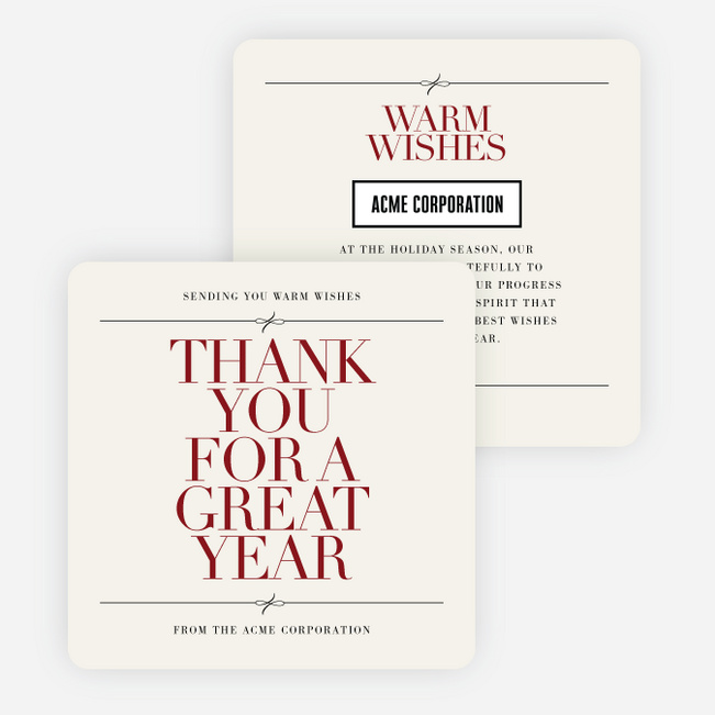 Minimally Bold And Tied Business Holiday Cards & Business Christmas Cards - Red