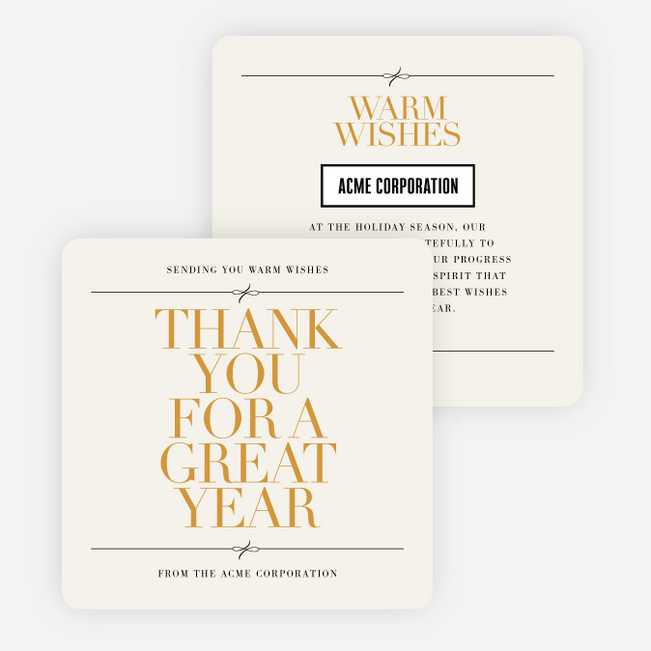 Minimally Bold And Tied Business Holiday Cards & Business Christmas Cards - Yellow
