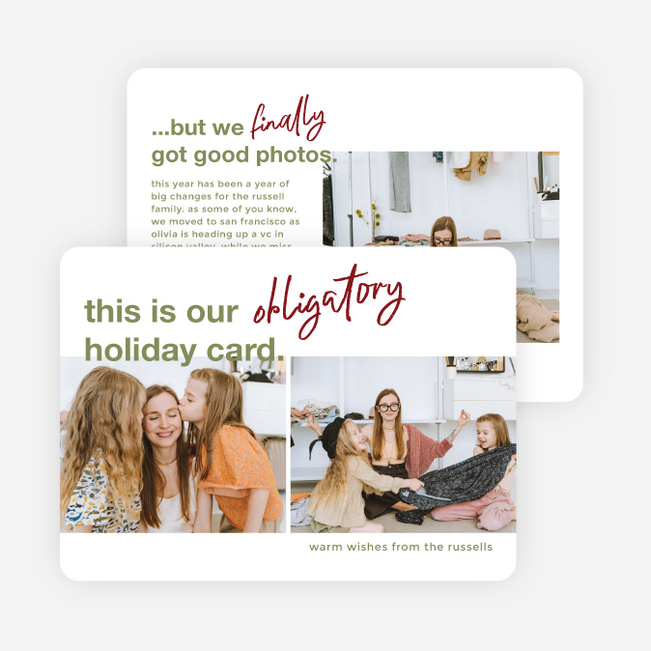 Obligatory Wishes Holiday Cards and Invitations - Green