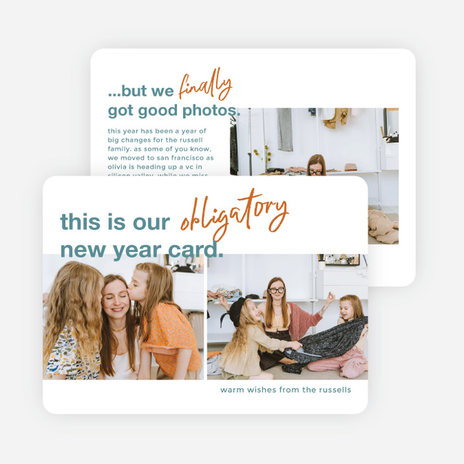 Obligatory Wishes New Year Cards and Invitations - Blue