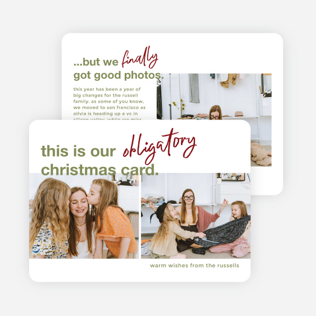 Obligatory Wishes Personalized Christmas Cards - Green