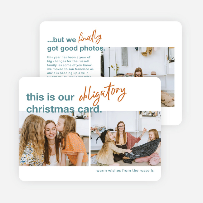 Obligatory Wishes Personalized Christmas Cards - Blue