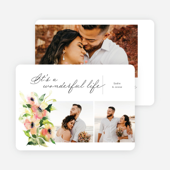 Painted Blooms Holiday Cards and Invitations - White