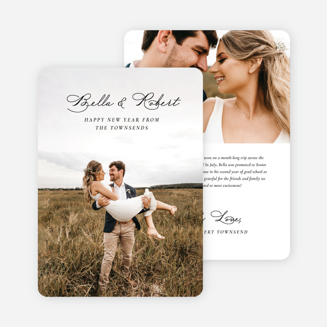 Romantically Titled New Year Cards and Invitations - Black
