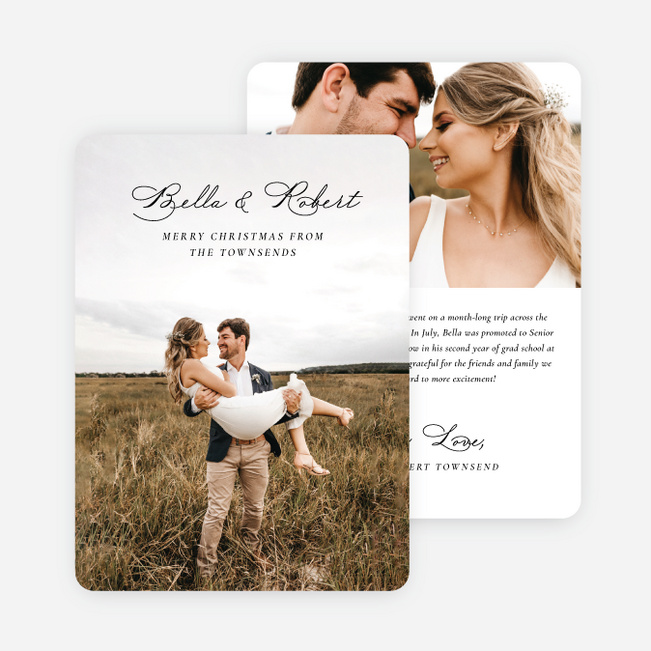 Romantically Titled Personalized Christmas Cards - Black