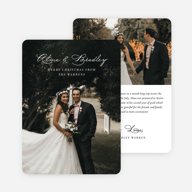 Romantically Titled Personalized Christmas Cards - White