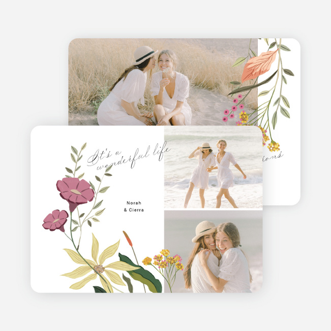 Wonderfully Floral Holiday Cards and Invitations - White