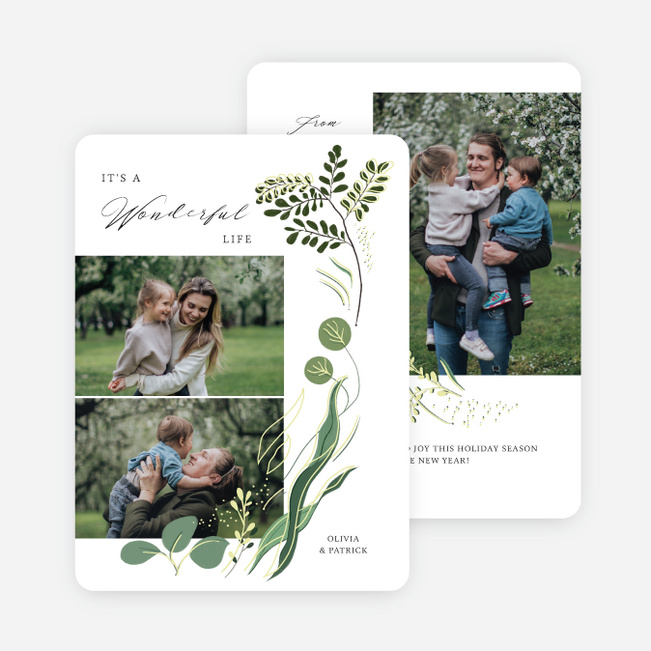 Wonderfully Rustic Wishes Holiday Cards and Invitations - Green