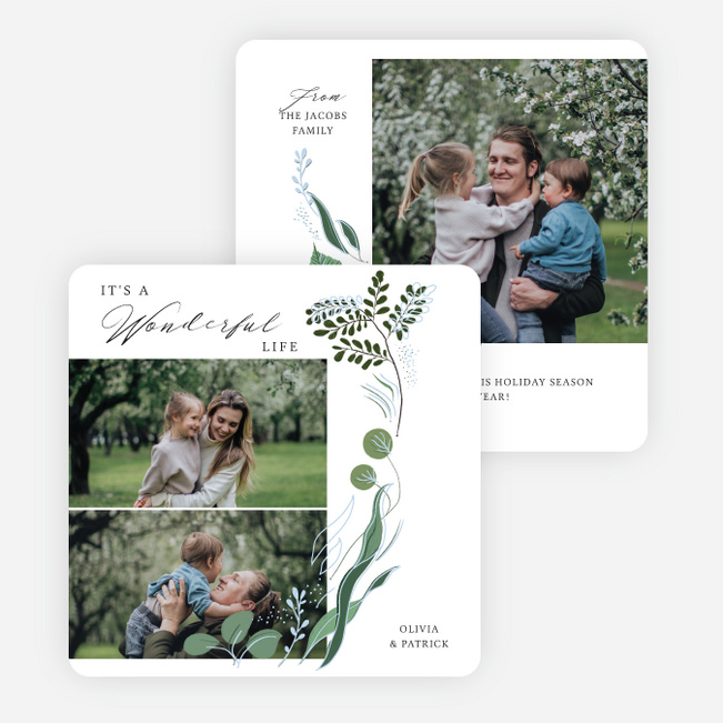 Wonderfully Rustic Wishes Holiday Cards and Invitations - Blue