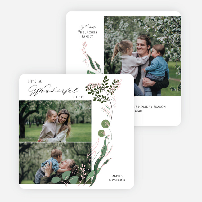 Wonderfully Rustic Wishes Holiday Cards and Invitations - Pink