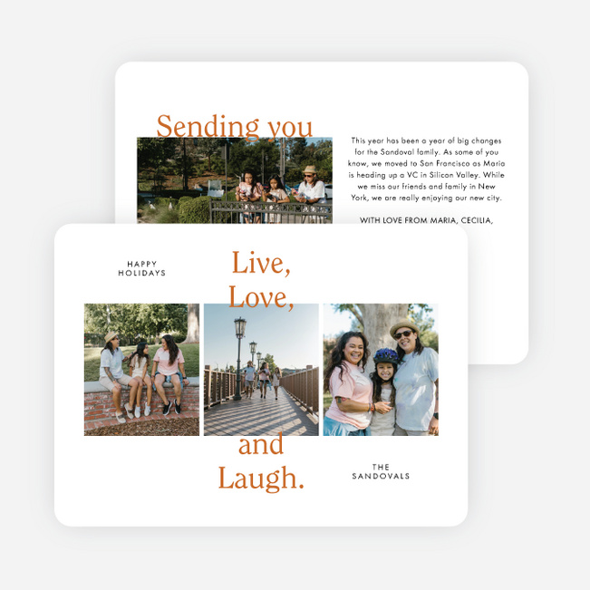 Loving Trio Holiday Cards and Invitations - Orange
