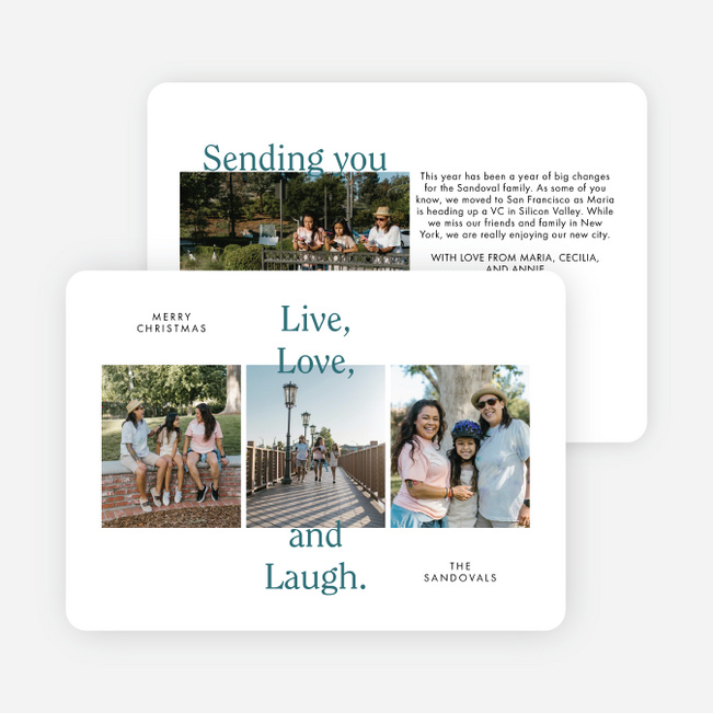 Loving Trio Personalized Christmas Cards - Blue