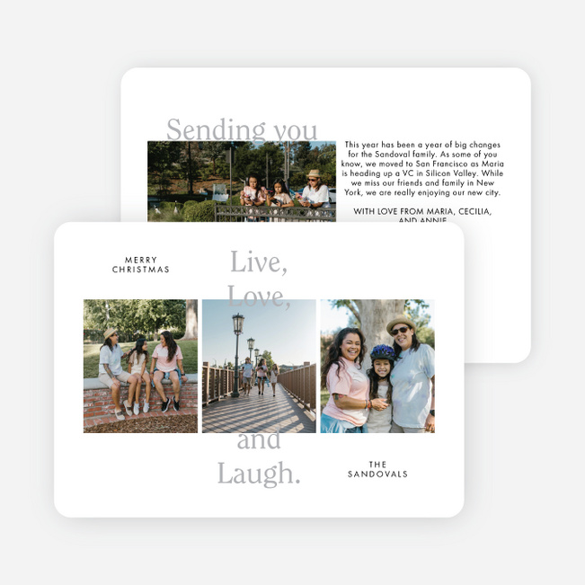 Loving Trio Personalized Christmas Cards - Gray