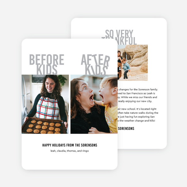 Milestone Comparison Holiday Cards and Invitations - Gray