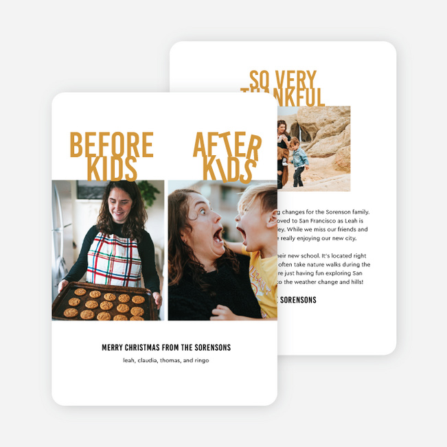 Milestone Comparison Personalized Christmas Cards - Yellow