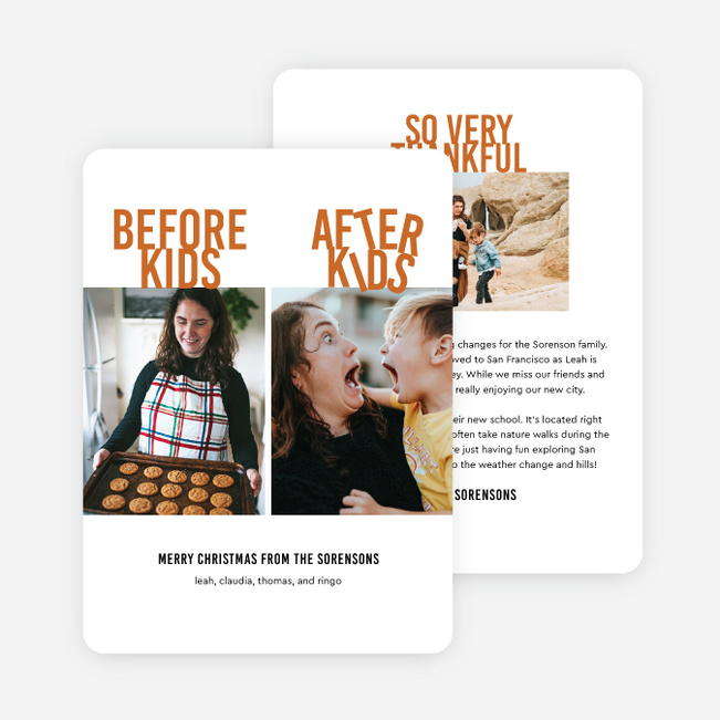 Milestone Comparison Personalized Christmas Cards - Orange