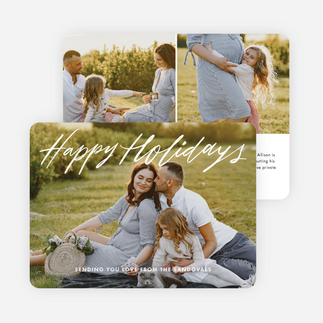 Peaceful & Joyful Tidings Holiday Cards and Invitations - White