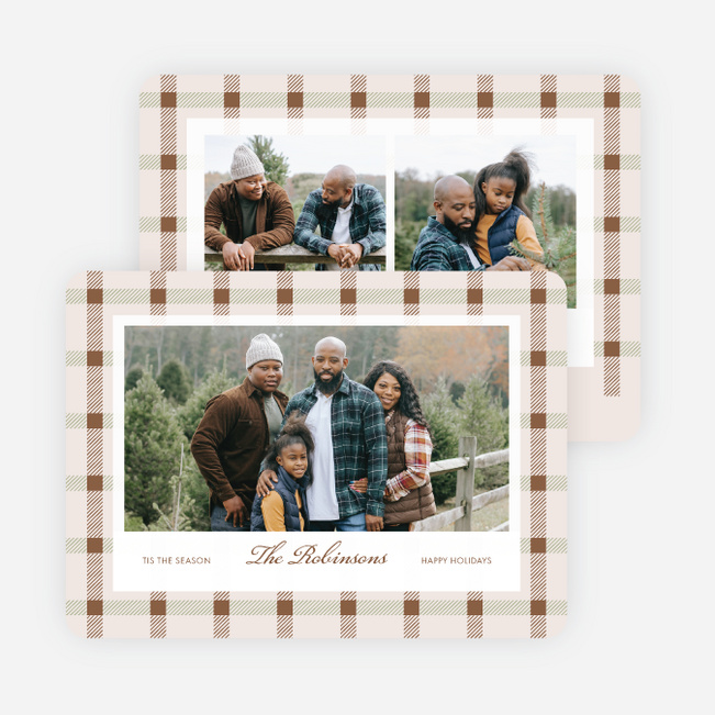 Classy Plaid Holiday Cards and Invitations - Brown