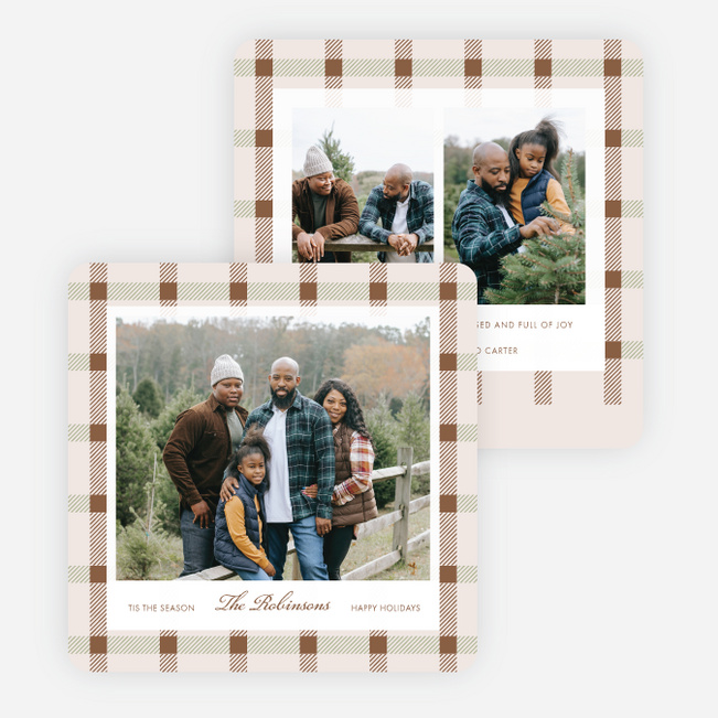 Classy Plaid Holiday Cards and Invitations - Brown