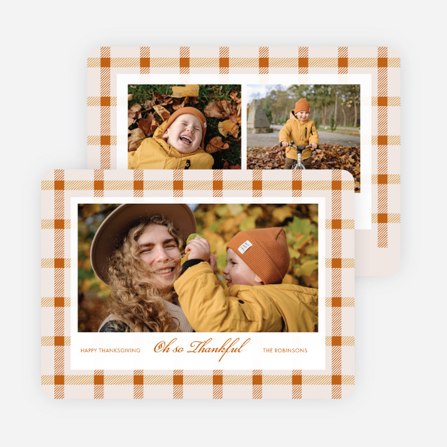 Classy Plaid Thanksgiving Cards - Orange
