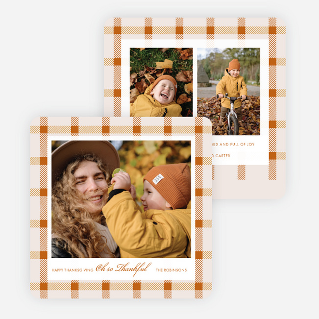 Classy Plaid Thanksgiving Cards - Orange
