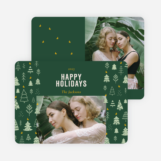 Merry Evergreens Holiday Cards and Invitations - Green