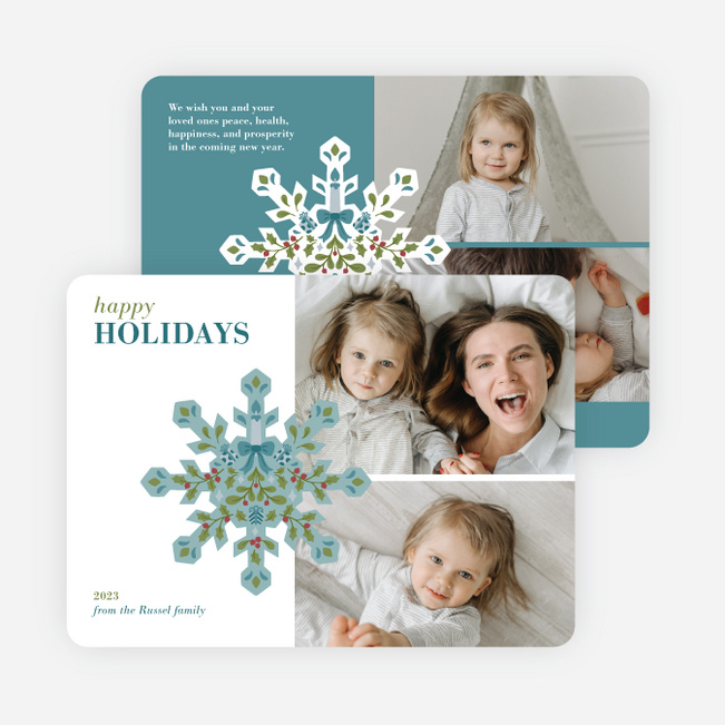 Ornamental Florals Holiday Cards and Invitations - Blue