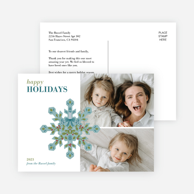 Ornamental Florals Holiday Cards and Invitations - Blue