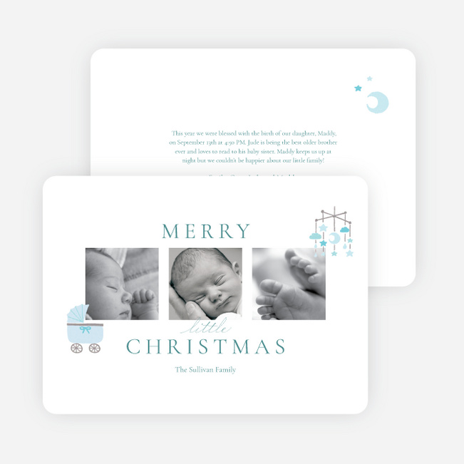 Pastel Dreams Personalized Christmas Cards - Blue